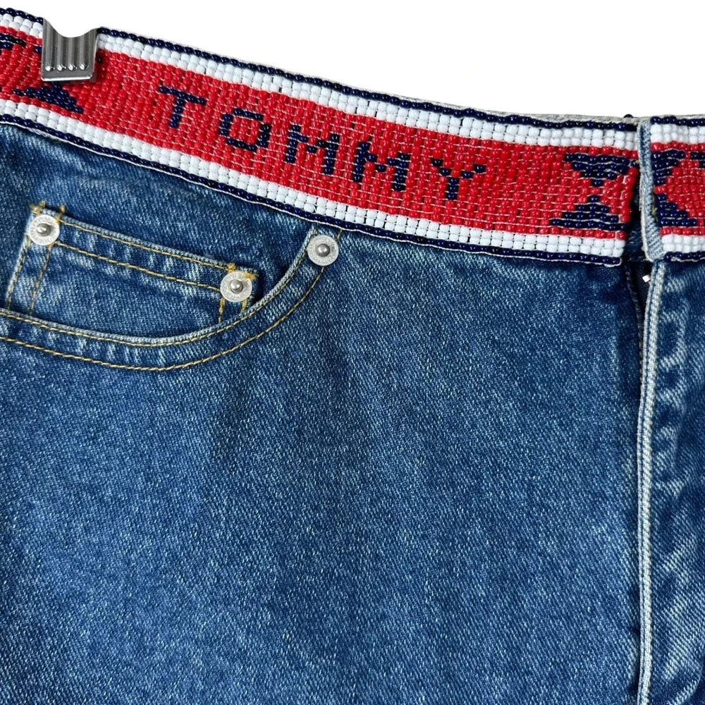 Vintage Tommy Hilfiger Beaded Waistband Denim Shorts Womens‎ 8 Medium Wash 1999